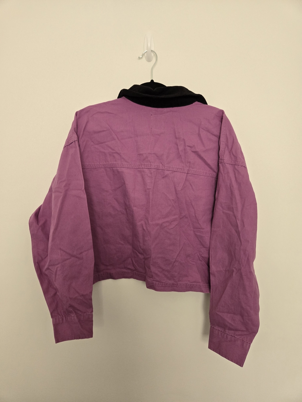 wild fable Lilac Cropped Jean Jacket with Black Collar - Picture 2 of 6